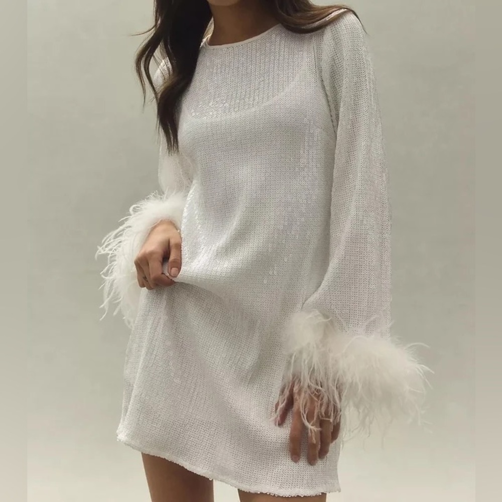 Hutch Alissa faux Feather Long Sleeve Dress